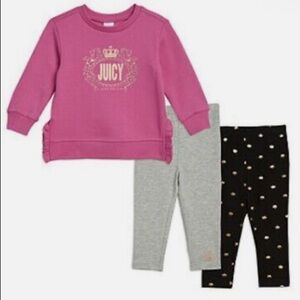 3pc Juicy Couture pink & gold top with two leggings for baby girl/Size: 6/9M